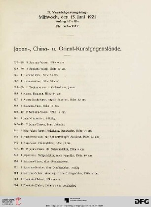 II. Versteigerungstag (Nr. 327-1112)