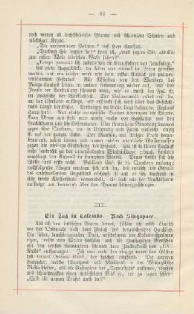 III. Ein Tag in Colombo. Nach Singapore