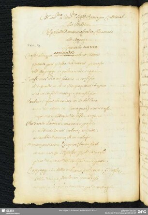 [Text 28, Kapitel 28:] Al Serenissimo e Reuerendissimo Signor Principe Cardinal de Medici