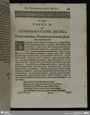 Caput IX. De Consummatione Seculi