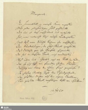 129: Margarete - Mus.Schu.129 : Dein Sinnesbild in reinste Form ergossen; [Gedicht]