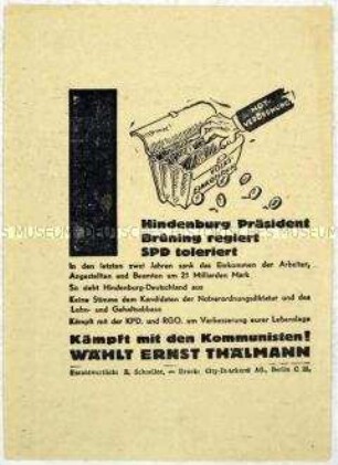 Aufruf der KPD zur Wahl von Ernst Thälmann zum Reichspräsidenten 1932