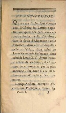 Les Quatre Poëtiques: D'Aristote, D'Horace, De Vida, De Despréaux, 1,[1]. [Art Poetique D'Aristote]