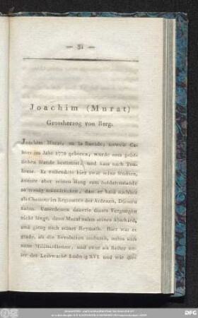 Joachim (Murat) Grossherzog von Berg.