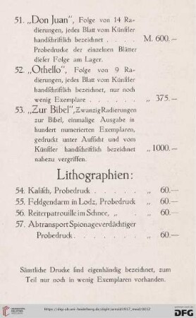 Lithographien (Nr. 54-57)