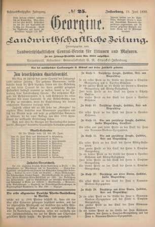 Achtundfünfzigster Jahrgang. No. 25. Insterburg, 19. Juni 1890.