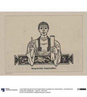Burgundischer Sagenerzähler. Illustration für: Heinrich Boos. Geschichte der rheinischen Städtekultur von ihren Anfängen bis zur Gegenwart mit besonderer Berücksichtigung der Stadt Worms. Berlin: Stargardt 1897