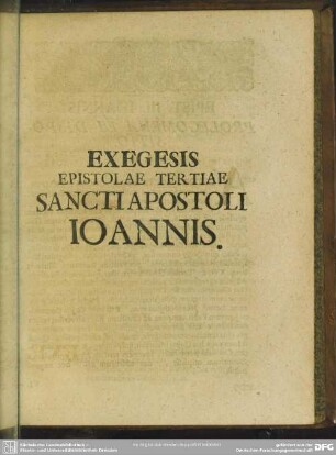 Exegesis Epistolae Tertiae Sancti Apostoli Ioannis