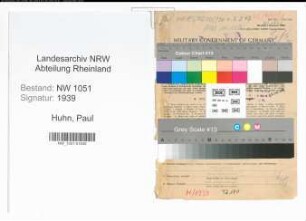 Entnazifizierung Paul Huhn , geb. 18.01.1896 (Lehrer)