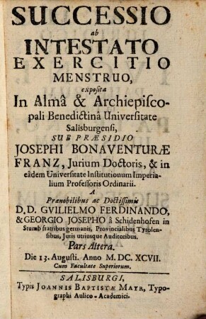 Successio ab intestato exercitio menstruo, 2