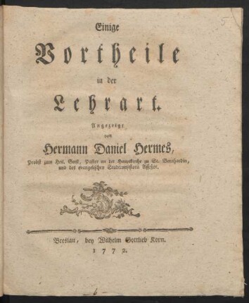 Einige Vortheile in der Lehrart