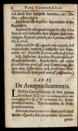 Cap. II. De Antepraedicamentis.