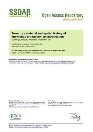 Towards a material and spatial history of knowledge production: an introduction