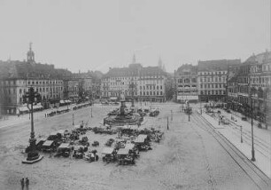 Altmarkt : Dresden, Altmarkt mit Straßenbahn, Ansicht von Süden, um 1900