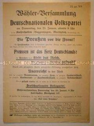Aufruf der DNVP zu einer Wähler-Versammlung