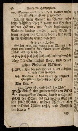 46-70, Drittes Hauptstück. Von der Christlichen Lieb, und denen zehen Gebotten Gottes.