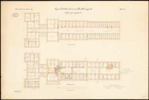 Gerichtsbauten, Preußisch Stargard Gefängnisgebäude: Grundriss KG, EG, 1:100
