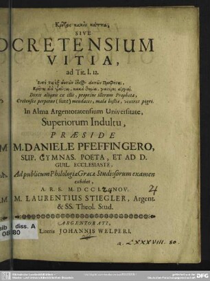 Kretas kakon kappa, Sive Cretensium Vitia ad Tit. I.12.
