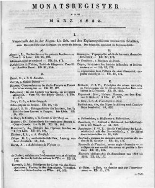Monatsregister März 1835