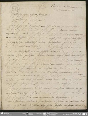 Eigenh. Brief von Christian Lassen an August Wilhelm von Schlegel, Paris, 13.12.1825