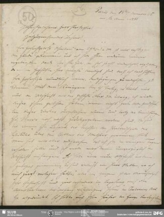 Eigenh. Brief von Christian Lassen an August Wilhelm von Schlegel, Paris, 13.12.1825