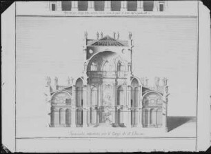 Katholische Hofkirche, Entwurf, Querschnitt durch das Schiff