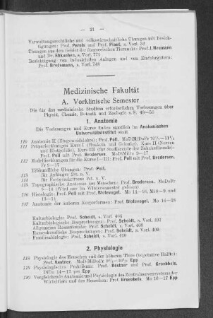 A. Vorklinische Semester