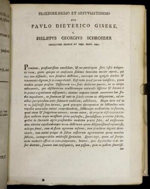 Praenobilissimo Et Aestumatissimo Suo Paulo Dieterico Giseke ...