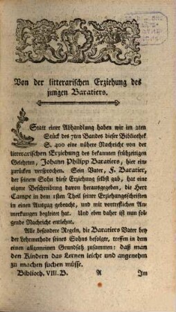 Allgemeine Bibliothek für das Schul- und Erziehungswesen in Teutschland. 8. 1780