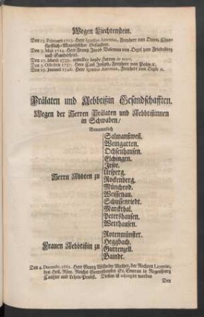 Prälaten und Aebbtißin Gesandschafften