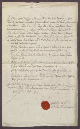 Taufzeugnis des Philipp Anton Franz Max von Zu Rhein.