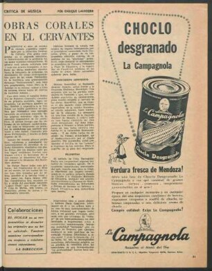 Obras corales en el Cervantes : Crítica de música