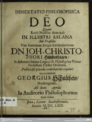 Dissertatio philosophica de Deo