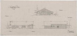 Gsaenger, Gustav; Tegernsee (Bayern); Landhaus Dr. Jamin - Plan Nr. 994 ⅓, Bauanlagen, West-, Nord- u. Südseite (Ansichten)