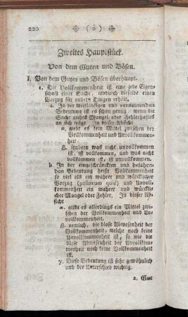 Zweytes Hauptstück. Von dem Guten und Bösen.