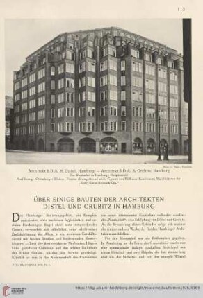 25: Über einige Bauten der Architekten Distel und Grubitz in Hamburg