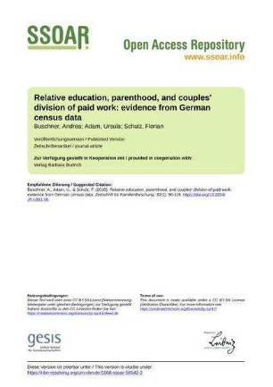Relative education, parenthood, and couples' division of paid work: evidence from German census data