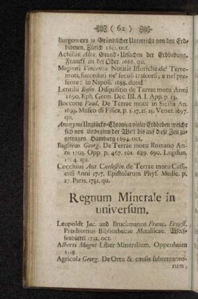 Regnum Minerale in universum.