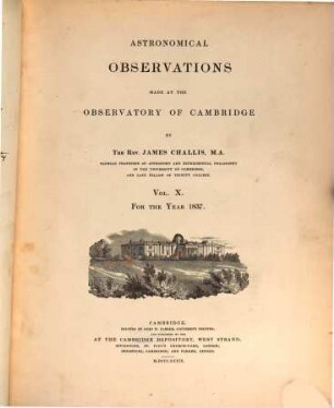 Astronomical observations made at the Observatory of Cambridge. 10, 10. 1837
