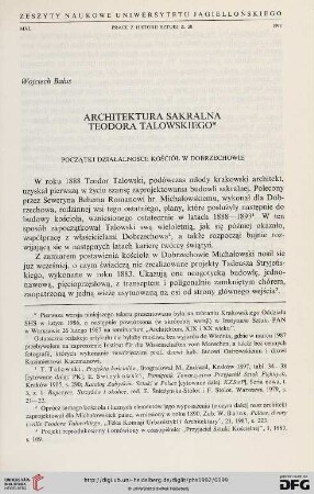 20: Architektura sakralna Teodora Talowskiego