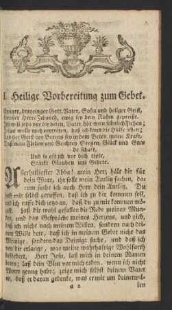 I. Heilige Vorbereitung zum Gebet