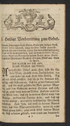 I. Heilige Vorbereitung zum Gebet