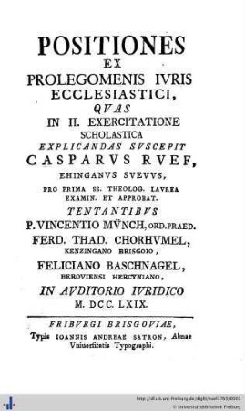 Positiones Ex Prolegomenis Ivris Ecclesiastici