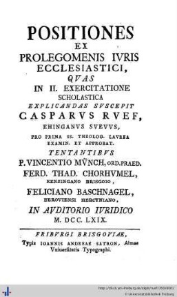 Positiones Ex Prolegomenis Ivris Ecclesiastici