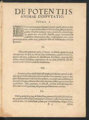 De Potentiis Animae Disputatio.