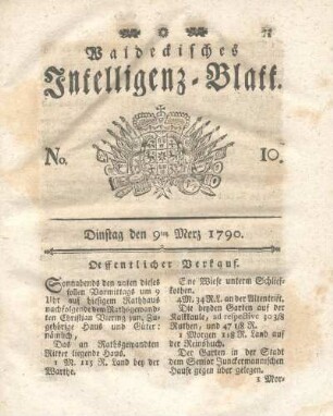 No. 10, Dinstag den 9ten Merz 1790