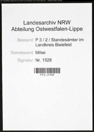 Sterberegister Standesamt Milse