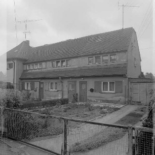 Dresden-Hellerau. Wohnhäuser (Baugenossenschaft Hellerau), Am Grünen Zipfel 65/67 (Richard Riemerschmied, 1909). Straßenansicht