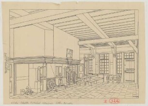 Schonebeck bei Nienberge (Kreis Münster): Hof Schulte Osterhoff. Haupthaus (Innenansicht)