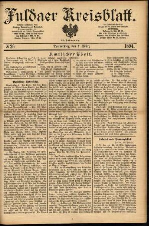 Ausgabe vom Donnerstag, den 01. März 1894.